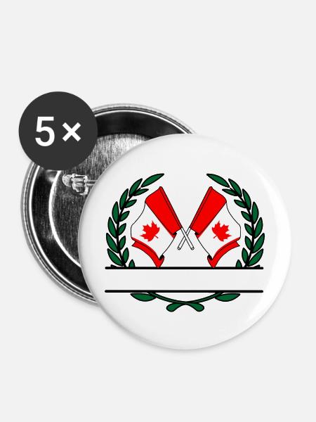 Flaggen Kanada Lorbeerkranz-Banner - Buttons mittel 32 mm (5er Pack) - Weiß