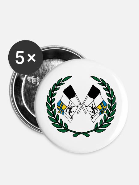 Fahnen Graubünden Schweiz Lorbeerkranz - Buttons mittel 32 mm (5er Pack) - Weiß