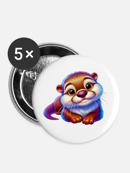 Otter - Buttons mittel 32 mm (5er Pack) - Weiß