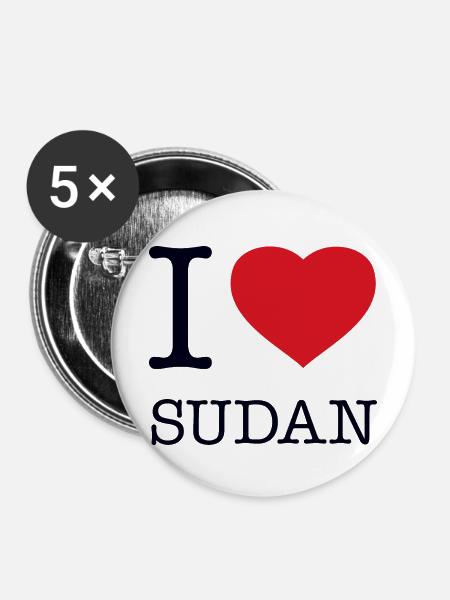 I LOVE SUDAN - Buttons mittel 32 mm (5er Pack) - Weiß