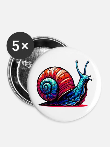 Schnecke - Buttons mittel 32 mm (5er Pack) - Weiß