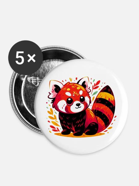 Kleiner Panda - Buttons mittel 32 mm (5er Pack) - Weiß