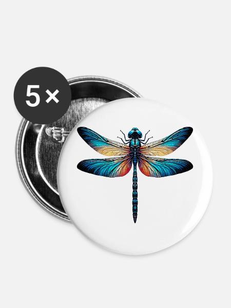 Libelle - Buttons mittel 32 mm (5er Pack) - Weiß