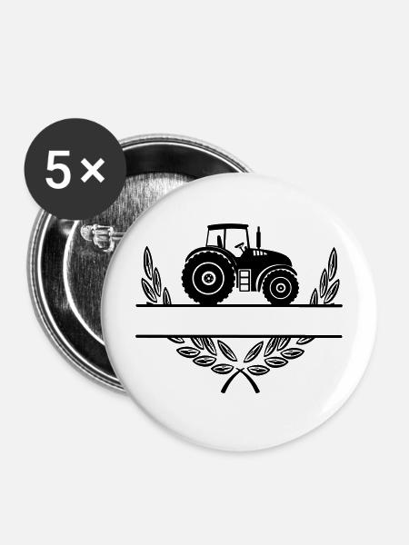 Stolz auf den Landwirt-Traktor - Buttons mittel 32 mm (5er Pack) - Weiß
