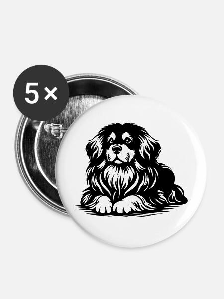 Tibet Spaniel - Buttons mittel 32 mm (5er Pack) - Weiß
