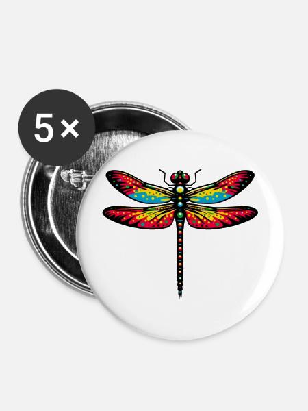 Libelle - Buttons mittel 32 mm (5er Pack) - Weiß