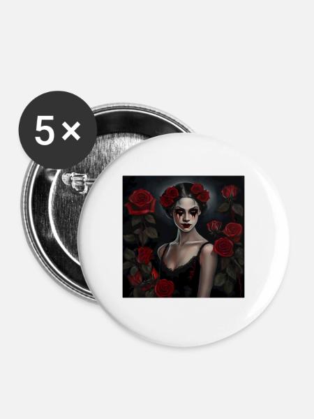 Vampirdame - Buttons mittel 32 mm (5er Pack) - Weiß
