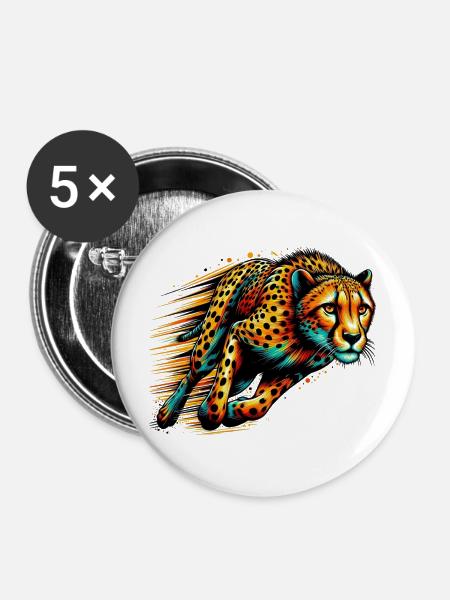 Gepard - Buttons mittel 32 mm (5er Pack) - Weiß
