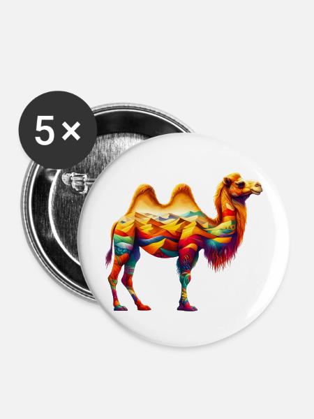 Kamel - Buttons mittel 32 mm (5er Pack) - Weiß
