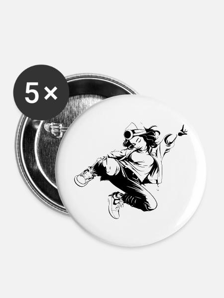 Breakdancerin - Buttons mittel 32 mm (5er Pack) - Weiß