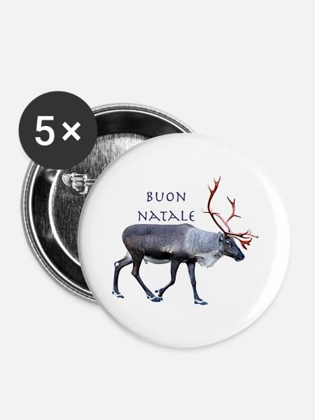 Buon Natale - Buttons mittel 32 mm (5er Pack) - Weiß