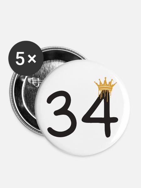 34 - Buttons mittel 32 mm (5er Pack) - Weiß
