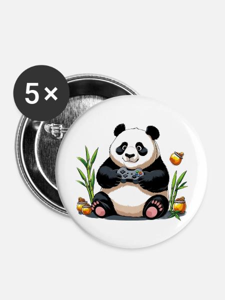 Chill Panda mit Gaming Controller - Buttons mittel 32 mm (5er Pack) - Weiß