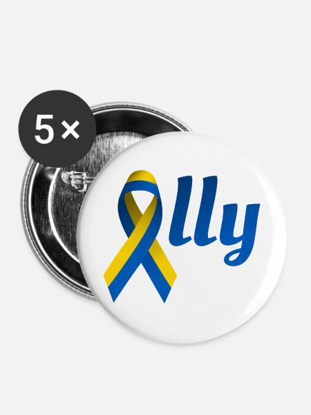 Ukraine Ally Schleife - Buttons mittel 32 mm (5er Pack) - Weiß