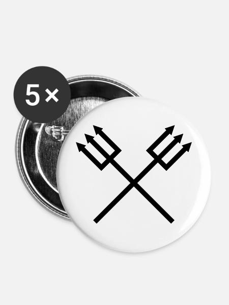Dreizack - Buttons mittel 32 mm (5er Pack) - Weiß