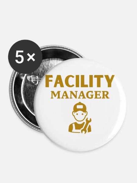 Facility Manager - Buttons mittel 32 mm (5er Pack) - Weiß
