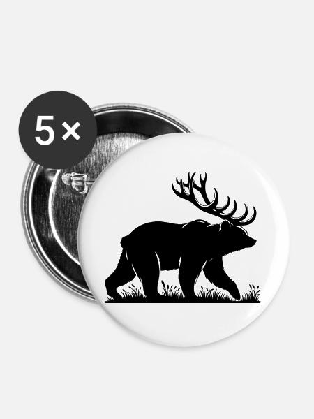 Bier Bär Bär - Buttons mittel 32 mm (5er Pack) - Weiß