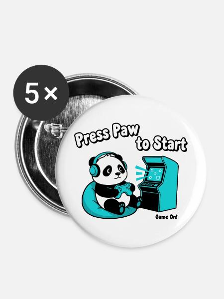 Panda Press Paw Start - Buttons mittel 32 mm (5er Pack) - Weiß