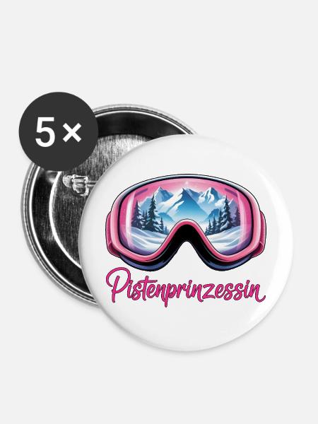 Pistenprinzessin - Buttons mittel 32 mm (5er Pack) - Weiß