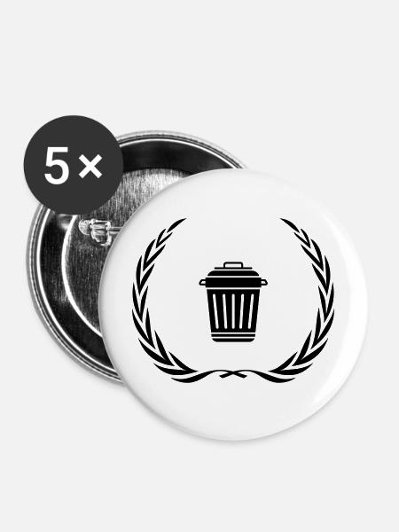 Mülltonne Symbol Kranz - Buttons mittel 32 mm (5er Pack) - Weiß