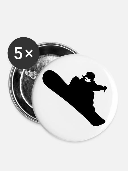 Snowboarding - Buttons mittel 32 mm (5er Pack) - Weiß