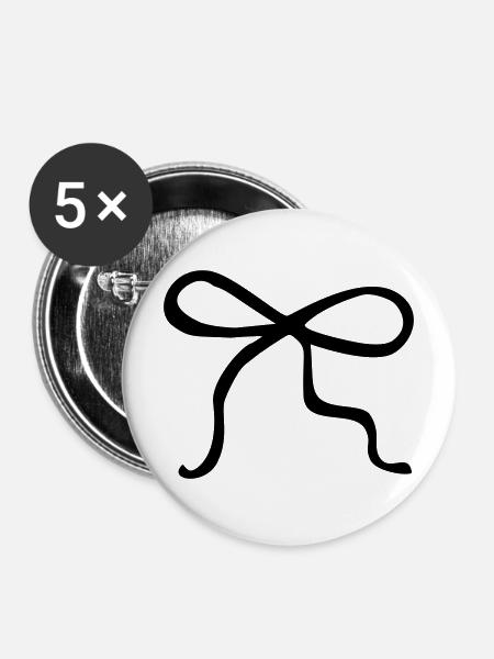 Schleife handgemalt - Buttons mittel 32 mm (5er Pack) - Weiß