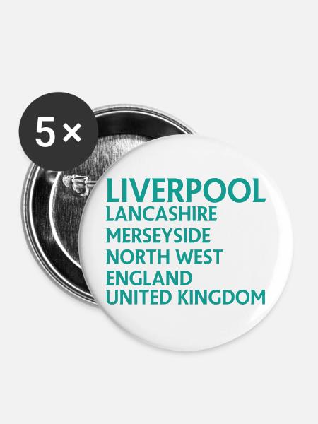 Liverpool – England Textdesign - Buttons mittel 32 mm (5er Pack) - Weiß