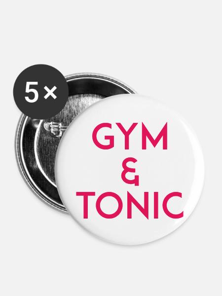 Gym & Tonic - Buttons mittel 32 mm (5er Pack) - Weiß