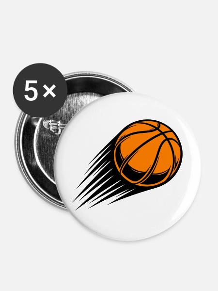 Basketball Bewegung Orange Symbol - Buttons mittel 32 mm (5er Pack) - Weiß