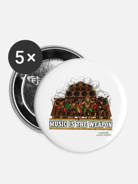 Original Rasta Squad - Buttons mittel 32 mm (5er Pack) - Weiß