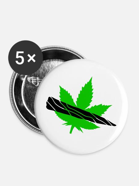 Grünes Blatt-Silhouette-Design - Buttons mittel 32 mm (5er Pack) - Weiß