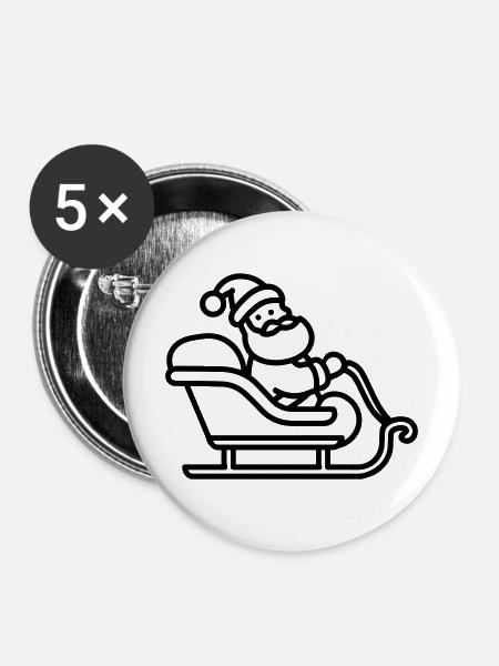 Santa's Schlitten - Buttons mittel 32 mm (5er Pack) - Weiß