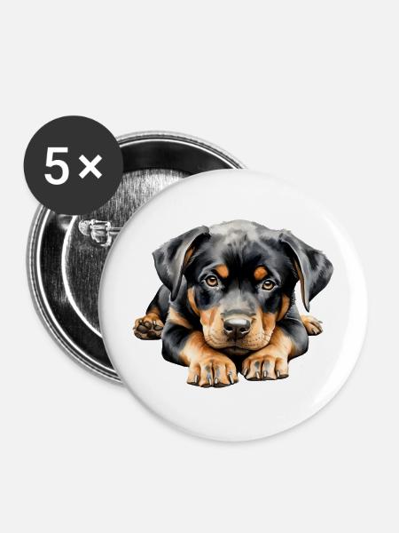 Rottweiler Puppy - Buttons mittel 32 mm (5er Pack) - Weiß