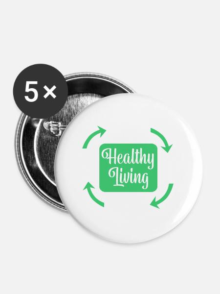 Lebensmittel Nahrungsmittel Ernährung - Buttons mittel 32 mm (5er Pack) - Weiß