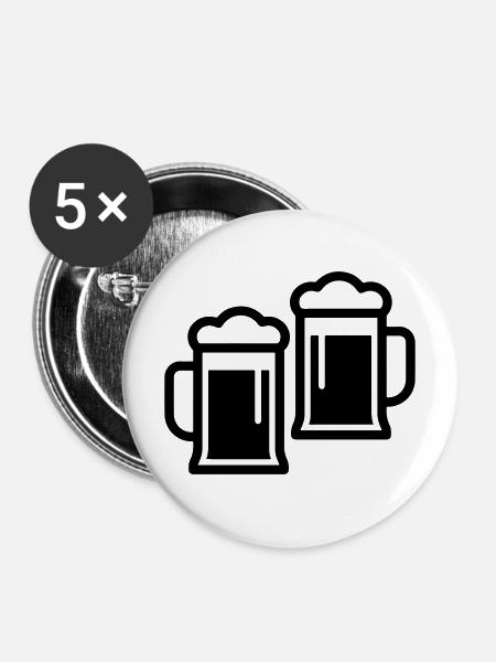 Bier Bierkrug - Buttons mittel 32 mm (5er Pack) - Weiß