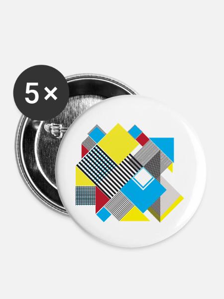 Geometrische Farbquadrat-Komposition - Buttons mittel 32 mm (5er Pack) - Weiß