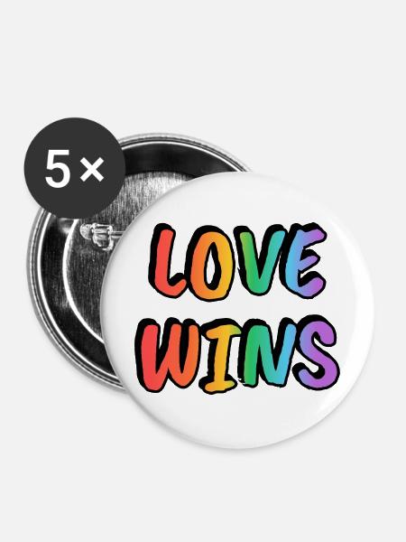 Love Wins Rainbow Gradient - Buttons mittel 32 mm (5er Pack) - Weiß