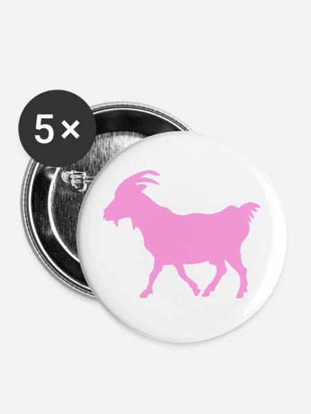 Ziege rosa G.O.A.T. - Buttons mittel 32 mm (5er Pack) - Weiß