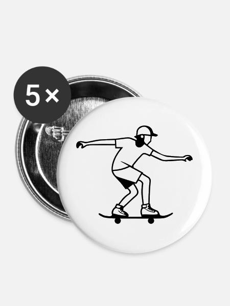 Skateboarder - Buttons mittel 32 mm (5er Pack) - Weiß