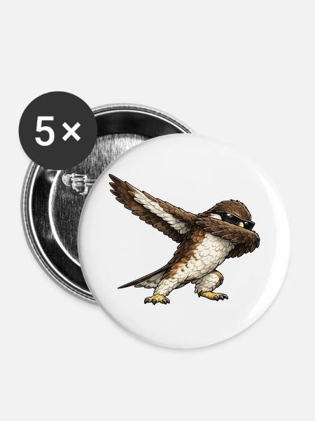 Dabbing Bussard - Buttons mittel 32 mm (5er Pack) - Weiß