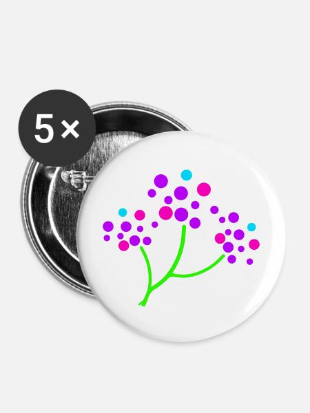 Neon Blossom Branch - Buttons mittel 32 mm (5er Pack) - Weiß