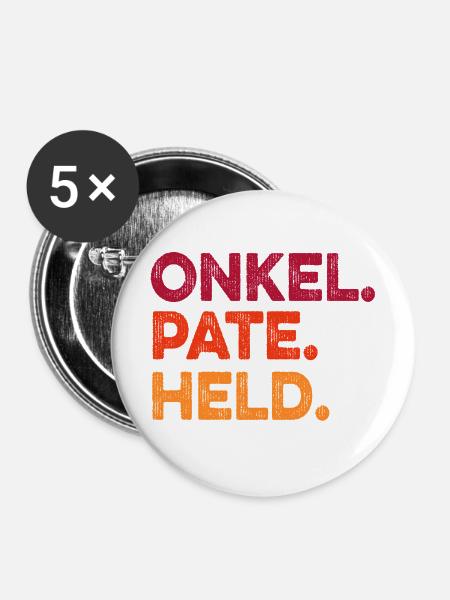 Onkel Pate Held - Buttons mittel 32 mm (5er Pack) - Weiß