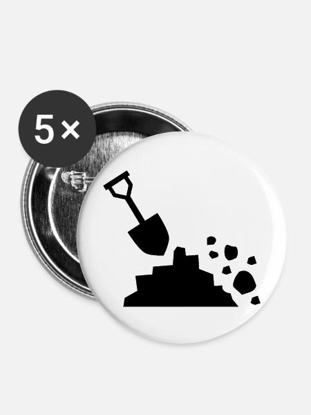 Baustelle - Buttons mittel 32 mm (5er Pack) - Weiß