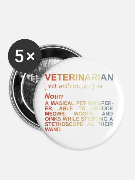 Tierarzt Bedeutung - Buttons mittel 32 mm (5er Pack) - Weiß