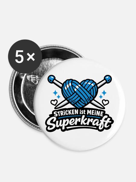 Stricken ist meine Superkraft - Buttons mittel 32 mm (5er Pack) - Weiß