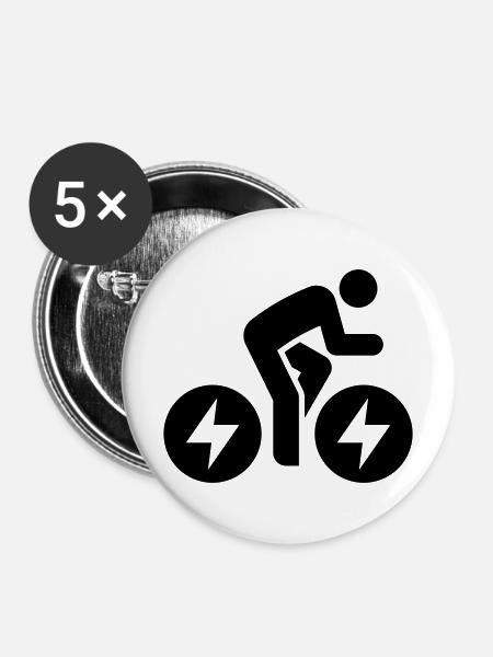 E-bike, E-Biker, Fahrradtour - Buttons mittel 32 mm (5er Pack) - Weiß