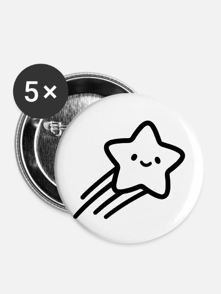 Sternschnuppe - Buttons mittel 32 mm (5er Pack) - Weiß