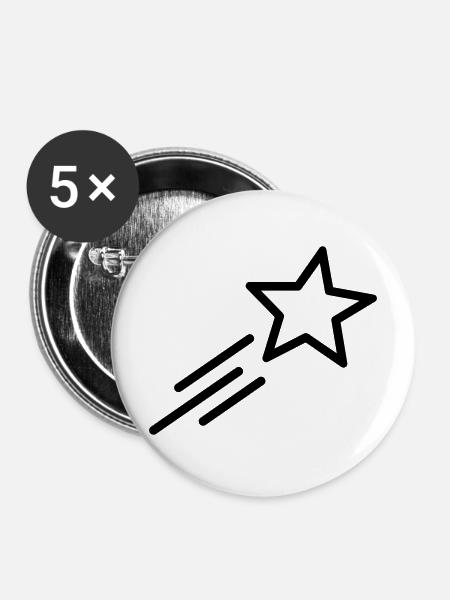 Sternschnuppe - Buttons mittel 32 mm (5er Pack) - Weiß