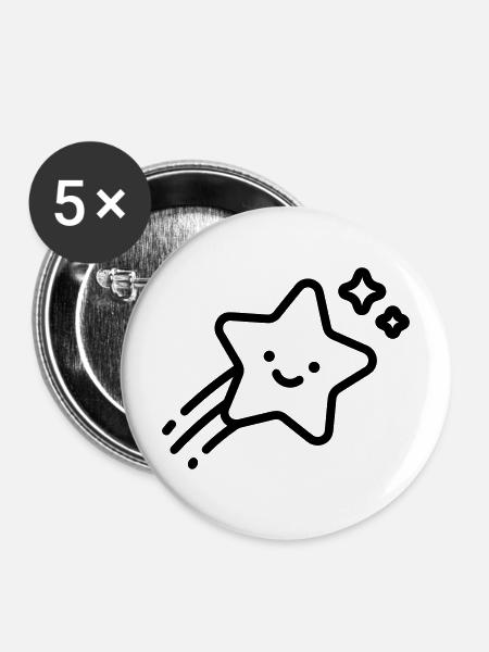 Sternschnuppe - Buttons mittel 32 mm (5er Pack) - Weiß