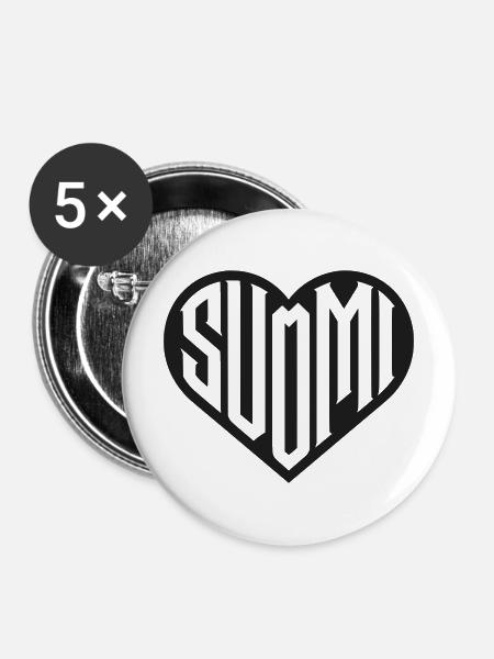 Geometrisches Suomi, Finnland Herz - Buttons mittel 32 mm (5er Pack) - Weiß